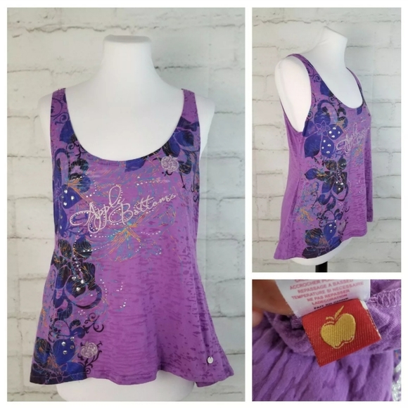 Apple Bottoms M Purple Studded Swing Hem Tank Top